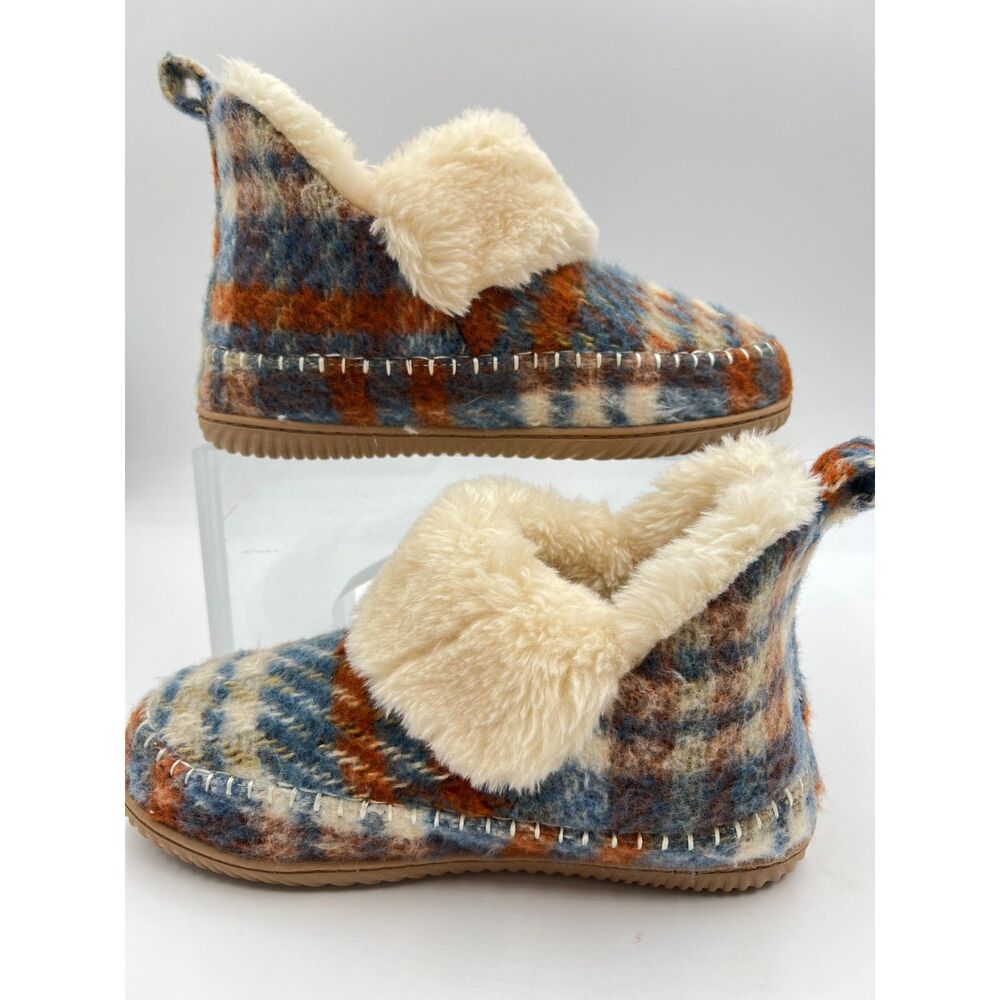 Dearfoams Women's Moritz Energy Return Plaid Ankle Bootie Slippers Sz 10 $50
